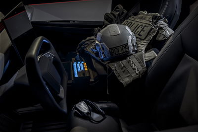Tesla Cybertruck police car - interior